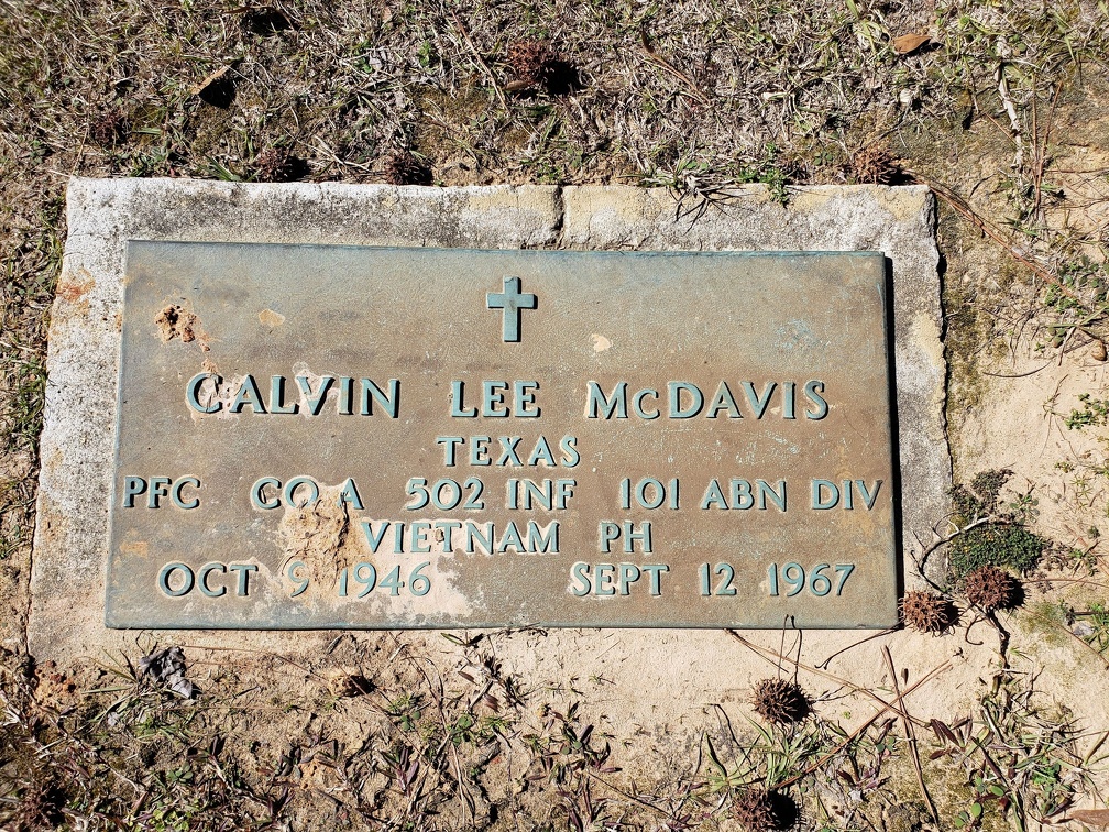 PFC Calvin L McDavis Headstone